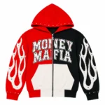 Custom Flame Graphic Zip-Up Hoodie