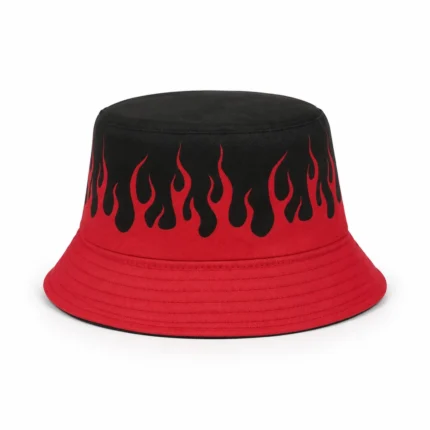 Custom Flame Red and Black Bucket Hat