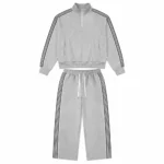 Custom Grey Stripe Wide-Leg Tracksuit