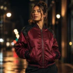 Custom Women Satin Bomber Jacket
