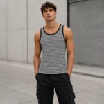 Custom Men Striped Cotton Tank Top
