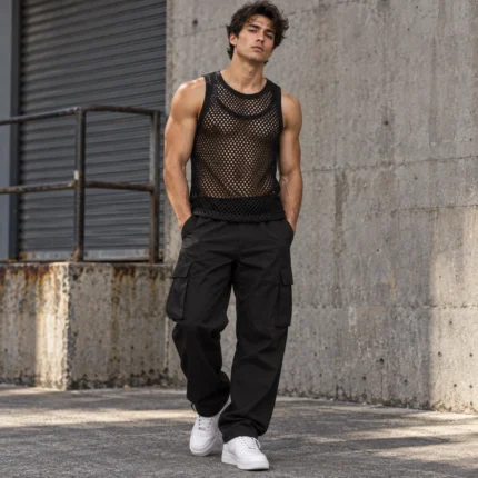 Custom Black Mesh Tank Top/Singlet