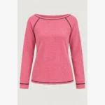 Women Boat-Neck Contrast-Stitch T-Shirt