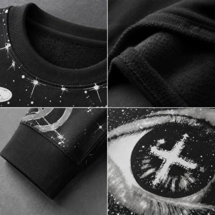 Custom Black Celestial Crewneck Sweatshirt