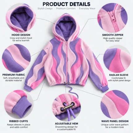 Custom Multicolor Wave Zip-Up Hoodie