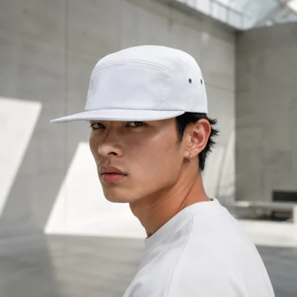 Custom White 5-Panel Streetwear Cap