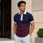 Custom Men Striped Polo Shirt