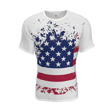 Custom American Flag Print T-Shirt