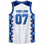 Custom white and royal blue basketball jersey