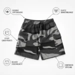 Custom Grey Camo Cargo Shorts