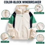 Custom color-block windbreaker jacket