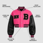 Women Chenille Patch Cropped Jacket Varsity