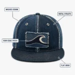 Custom Denim Flat-Brim Cap with Wave Patch