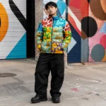 Multicolor Abstract Puffer Jacket