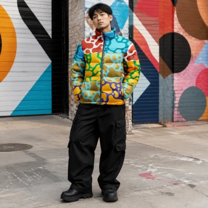 Multicolor Abstract Puffer Jacket