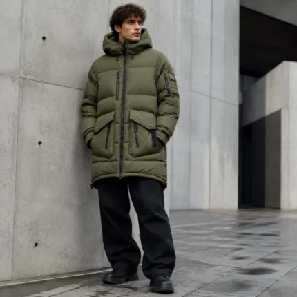 Longline Hooded Utility Puffer Jacket