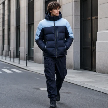 Custom Color-Block Hooded Puffer Jacket