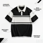 Color-Block Oversized Cotton Polo Shirt