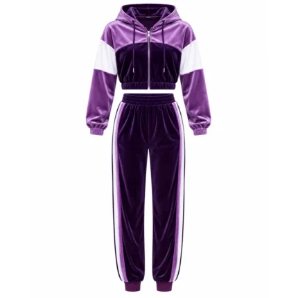 Custom Colorblock Velour Cropped Tracksuit