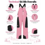 Custom Women Pink Snow Bib