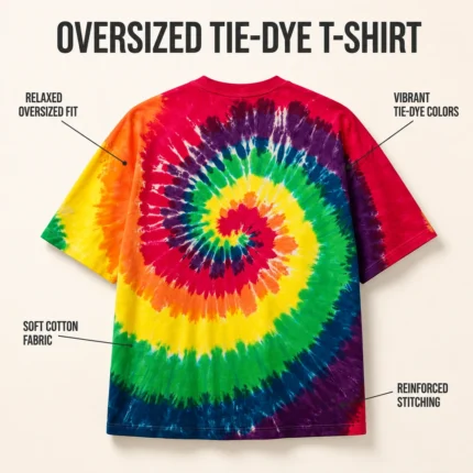 Custom Rainbow Spiral Tie-Dye Oversized T-Shirt