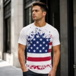 Custom American Flag Print T-Shirt