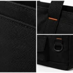 Black Canvas Tote Bag with Front Pockets