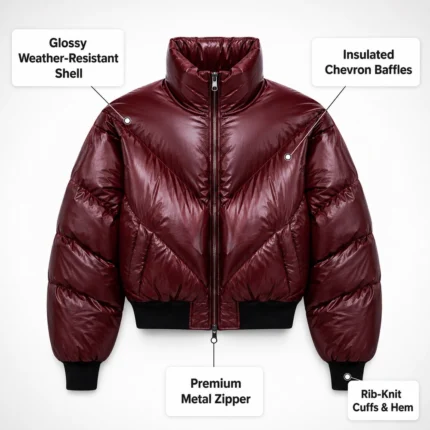 Women High-Shine Cropped Puffer Jacket