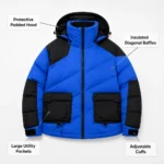 Royal Blue Hooded Puffer Jacket