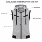 Custom Trim Sleeveless Zip-Up Hoodie