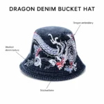 Custom Embroidered Denim Bucket Hat