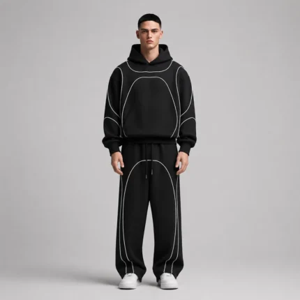 Custom Piping Wide-Leg Tracksuit