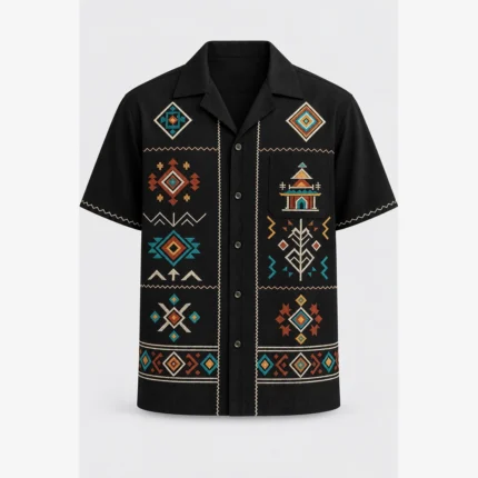 Custom Embroidered Camp-Collar Premium Shirt