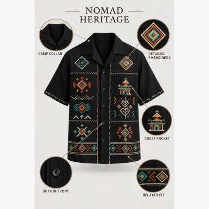 Custom Embroidered Camp-Collar Premium Shirt
