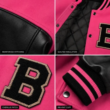 Women Chenille Patch Cropped Jacket Varsity