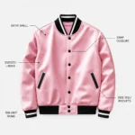Custom Women Pink Satin Varsity Jacket
