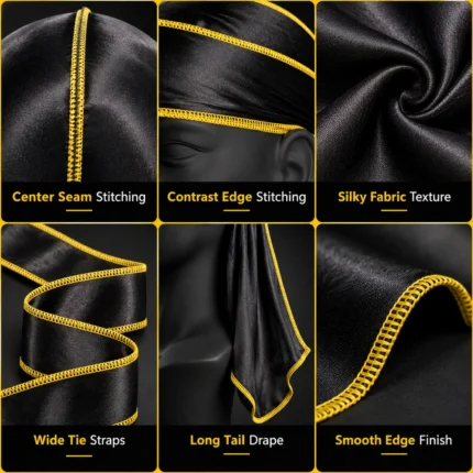 Custom Silky Satin Durag Contrast Stitching