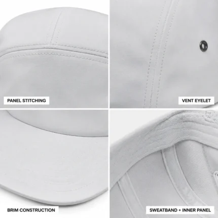 Custom White 5-Panel Streetwear Cap