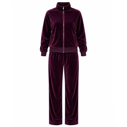 Custom Deep Plum Velour Tracksuit