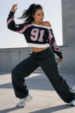 Custom Off-Shoulder Crop Sweatshirt