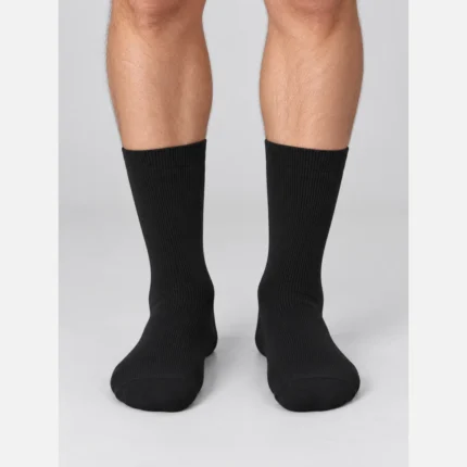Custom Classic Black Ribbed Crew Socks
