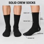 Custom Classic Black Ribbed Crew Socks