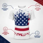 Custom American Flag Print T-Shirt
