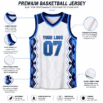Custom white and royal blue basketball jersey