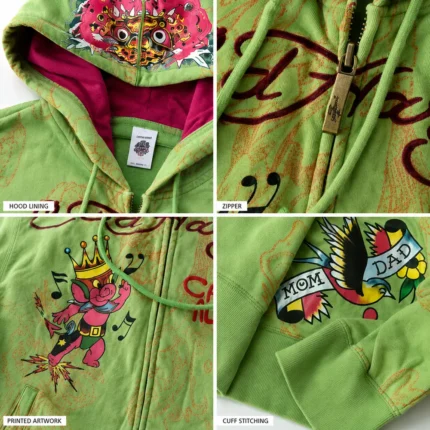 Custom Vintage Tattoo Zip-Up Hoodie
