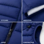 Custom Royal Blue Hooded Puffer Vest