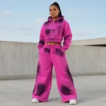 Custom Rhinestone Cropped Tracksuit