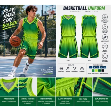 Custom Green Basketball Uniform Set
