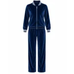Custom Women Navy Blue Velour Tracksuit