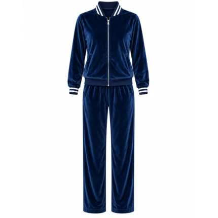 Custom Women Navy Blue Velour Tracksuit